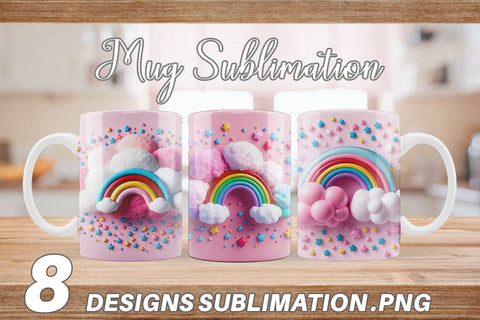 Mug Wrap 3D Rainbow and Cloud Sublimation artnoy 