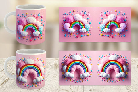 Mug Wrap 3D Rainbow and Cloud Sublimation artnoy 