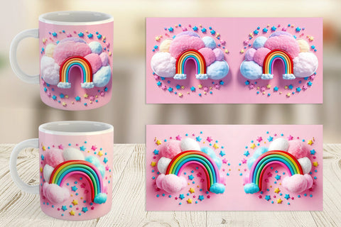Mug Wrap 3D Rainbow and Cloud Sublimation artnoy 