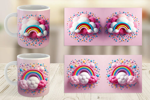 Mug Wrap 3D Rainbow and Cloud Sublimation artnoy 