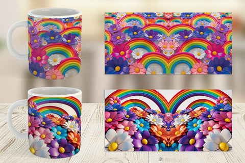 Mug Wrap 3D Rainbow Flower Sublimation artnoy 