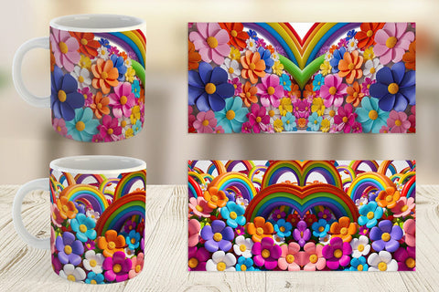 Mug Wrap 3D Rainbow Flower Sublimation artnoy 