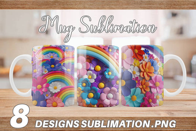 Mug Wrap 3D Rainbow Flower Sublimation artnoy 