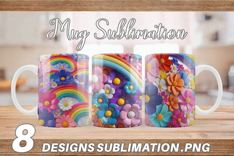Mug Wrap 3D Rainbow Flower Sublimation artnoy 