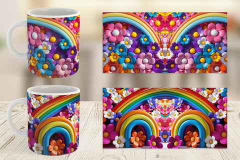 Mug Wrap 3D Rainbow Flower Sublimation artnoy 