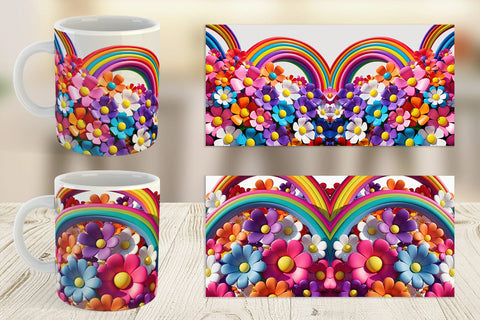 Mug Wrap 3D Rainbow Flower Sublimation artnoy 