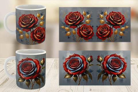 Mug Wrap 3D Red Rose Sublimation artnoy 