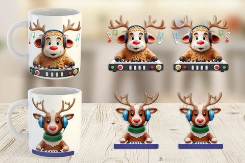 Mug Wrap 3D Reindeer DJ Sublimation artnoy 