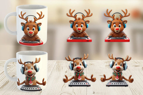 Mug Wrap 3D Reindeer DJ Sublimation artnoy 