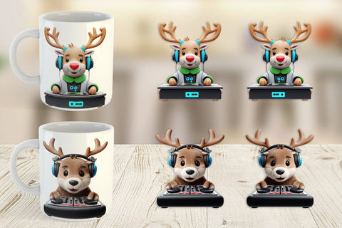 Mug Wrap 3D Reindeer DJ Sublimation artnoy 