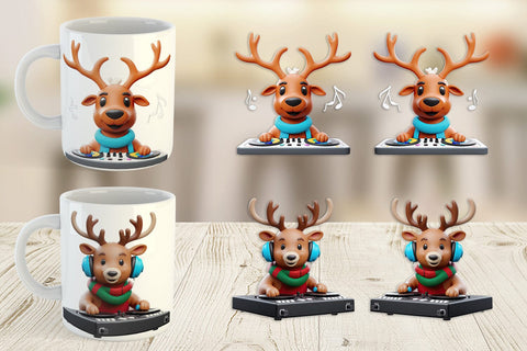 Mug Wrap 3D Reindeer DJ Sublimation artnoy 