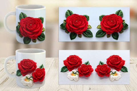 Mug Wrap 3D Rose Embroidery Sublimation artnoy 