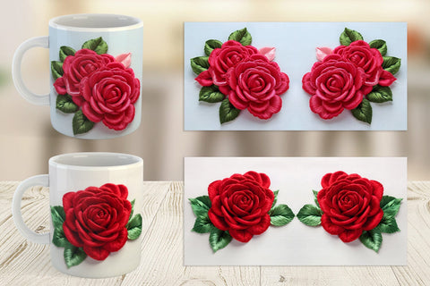 Mug Wrap 3D Rose Embroidery Sublimation artnoy 