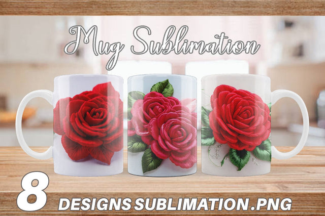 Mug Wrap 3D Rose Embroidery Sublimation artnoy 