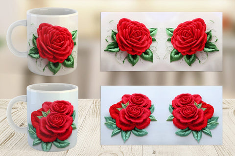 Mug Wrap 3D Rose Embroidery Sublimation artnoy 