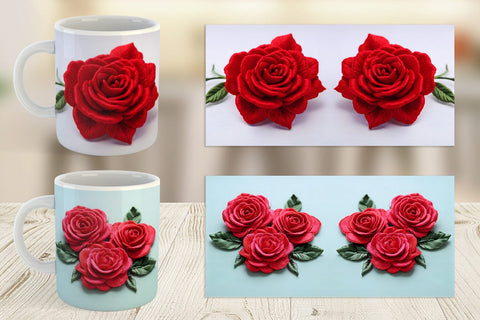 Mug Wrap 3D Rose Embroidery Sublimation artnoy 