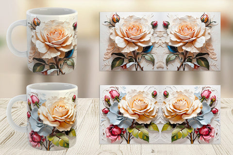 Mug Wrap 3D Rose Flower Sublimation artnoy 