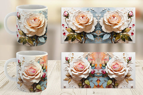 Mug Wrap 3D Rose Flower Sublimation artnoy 