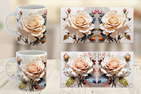 Mug Wrap 3D Rose Flower Sublimation artnoy 
