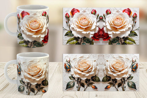 Mug Wrap 3D Rose Flower Sublimation artnoy 