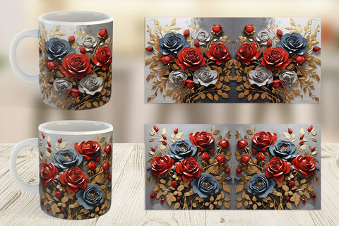 Mug Wrap 3D Rose Paint Texture Sublimation artnoy 