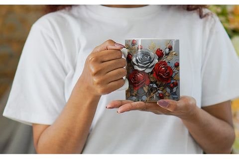 Mug Wrap 3D Rose Paint Texture Sublimation artnoy 