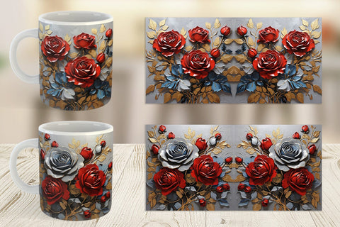 Mug Wrap 3D Rose Paint Texture Sublimation artnoy 