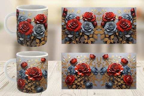 Mug Wrap 3D Rose Paint Texture Sublimation artnoy 