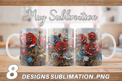 Mug Wrap 3D Rose Paint Texture Sublimation artnoy 