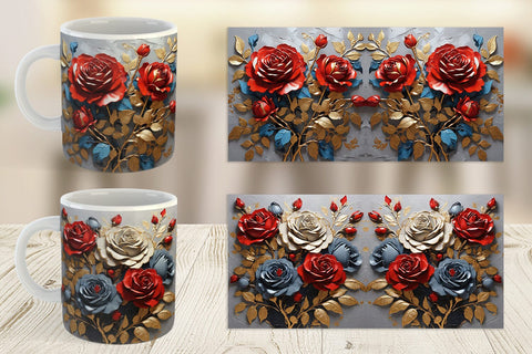 Mug Wrap 3D Rose Paint Texture Sublimation artnoy 