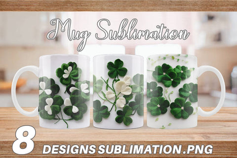 Mug Wrap 3D Shamrocks Embroidery Sublimation artnoy 
