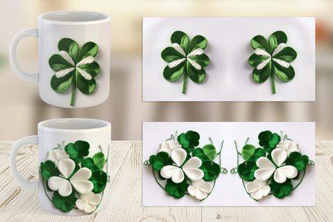 Mug Wrap 3D Shamrocks Embroidery Sublimation artnoy 
