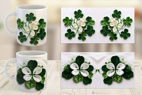 Mug Wrap 3D Shamrocks Embroidery Sublimation artnoy 