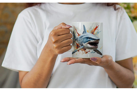 Mug Wrap 3D Shark Painting Sublimation artnoy 