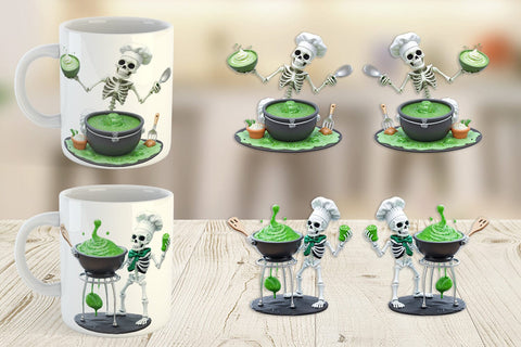 Mug Wrap 3D Skeleton Chef Sublimation artnoy 