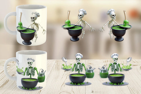 Mug Wrap 3D Skeleton Chef Sublimation artnoy 