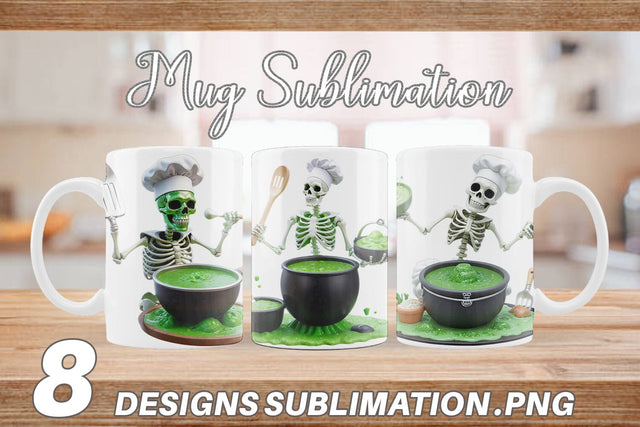 Mug Wrap 3D Skeleton Chef Sublimation artnoy 