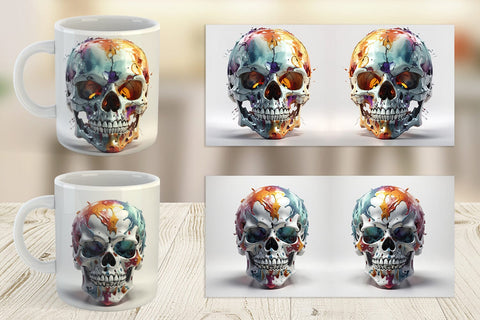 Mug Wrap 3D Skull Halloween Sublimation artnoy 