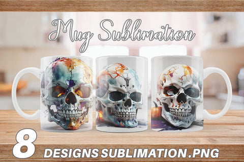 Mug Wrap 3D Skull Halloween Sublimation artnoy 