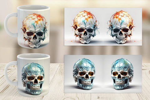 Mug Wrap 3D Skull Halloween Sublimation artnoy 
