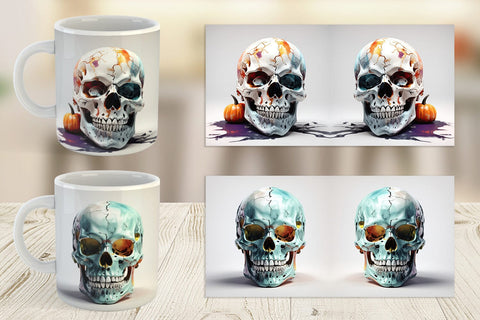Mug Wrap 3D Skull Halloween Sublimation artnoy 