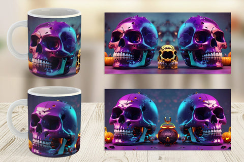 Mug Wrap 3D Skull spooky Sublimation artnoy 