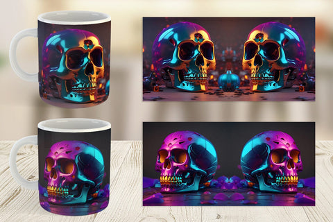 Mug Wrap 3D Skull spooky Sublimation artnoy 