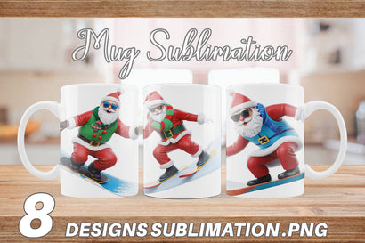 Mug Wrap 3D Snowboard Santa Sublimation artnoy 