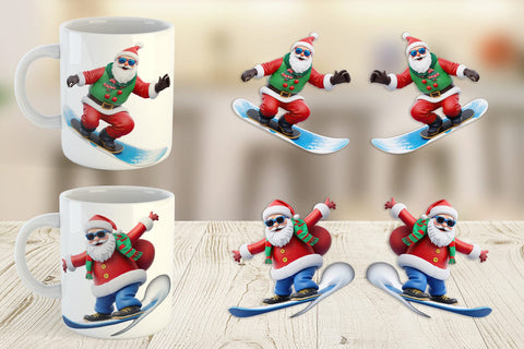 Mug Wrap 3D Snowboard Santa Sublimation artnoy 