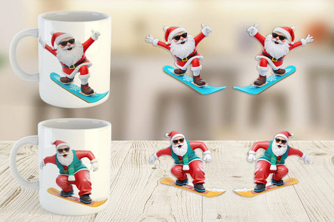 Mug Wrap 3D Snowboard Santa Sublimation artnoy 