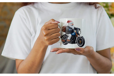 Mug Wrap 3D Snowman Biker Sublimation artnoy 
