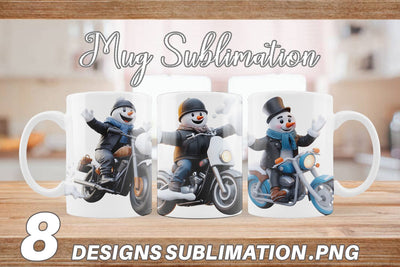 Mug Wrap 3D Snowman Biker Sublimation artnoy 