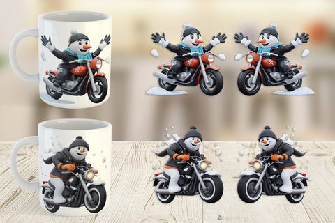 Mug Wrap 3D Snowman Biker Sublimation artnoy 