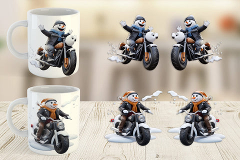 Mug Wrap 3D Snowman Biker Sublimation artnoy 